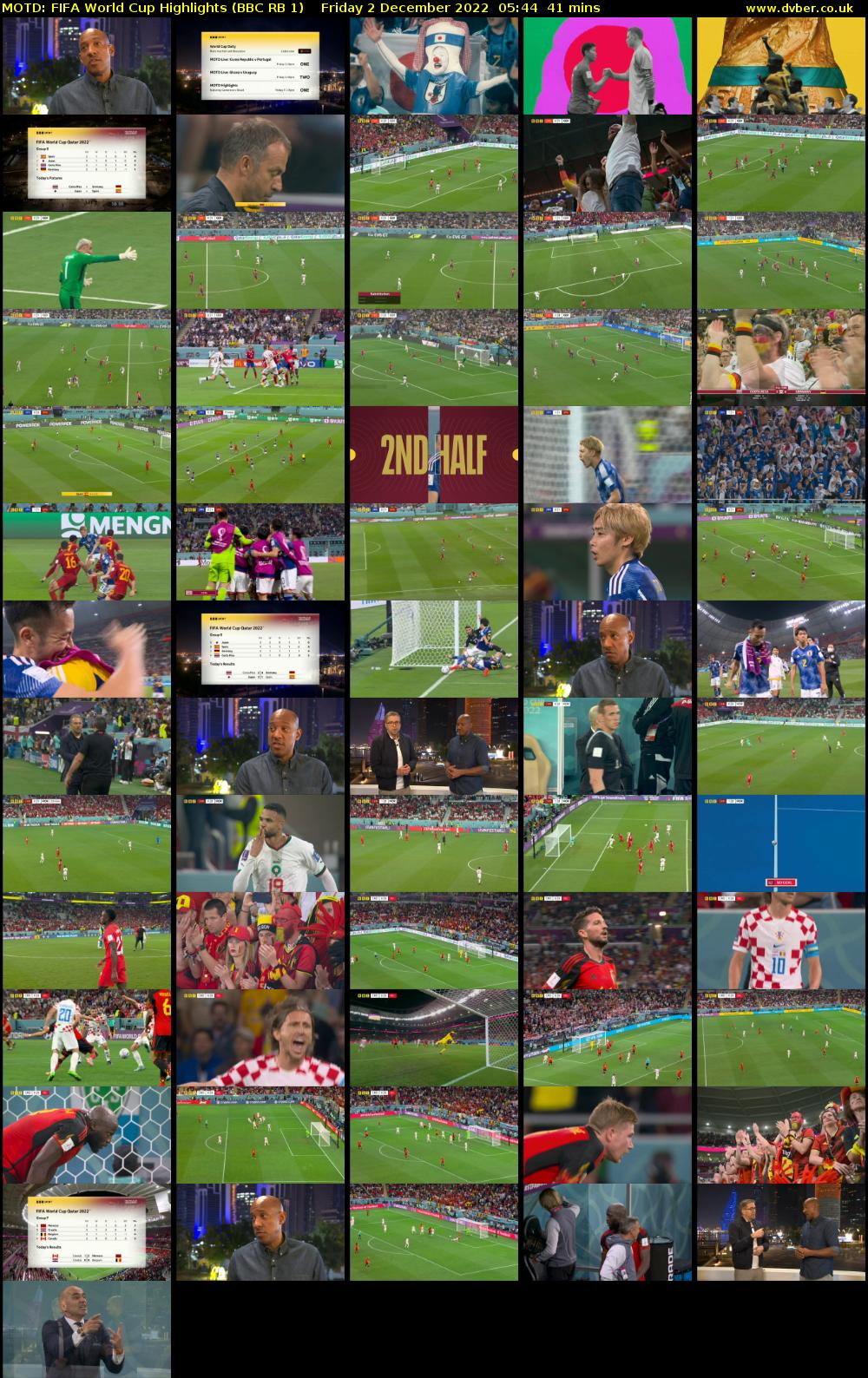 MOTD: Fifa World Cup Highlights (BBC RB 1) Friday 2 December 2022 05:44 - 06:25