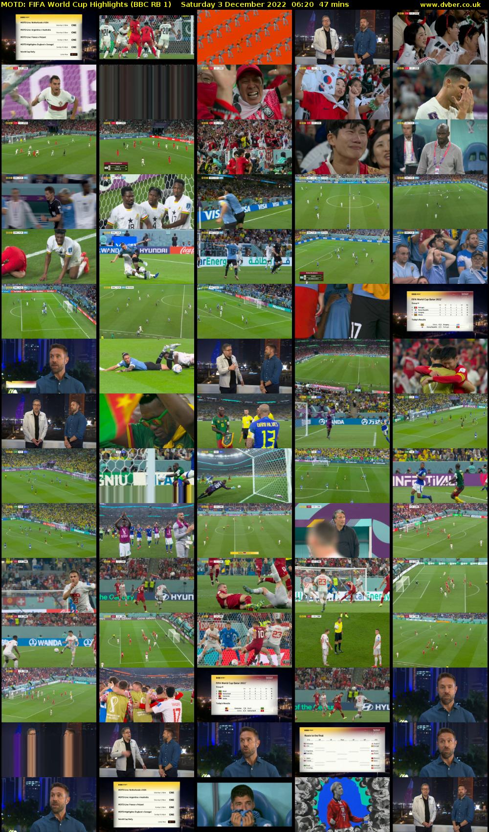 MOTD: Fifa World Cup Highlights (BBC RB 1) Saturday 3 December 2022 06:20 - 07:07