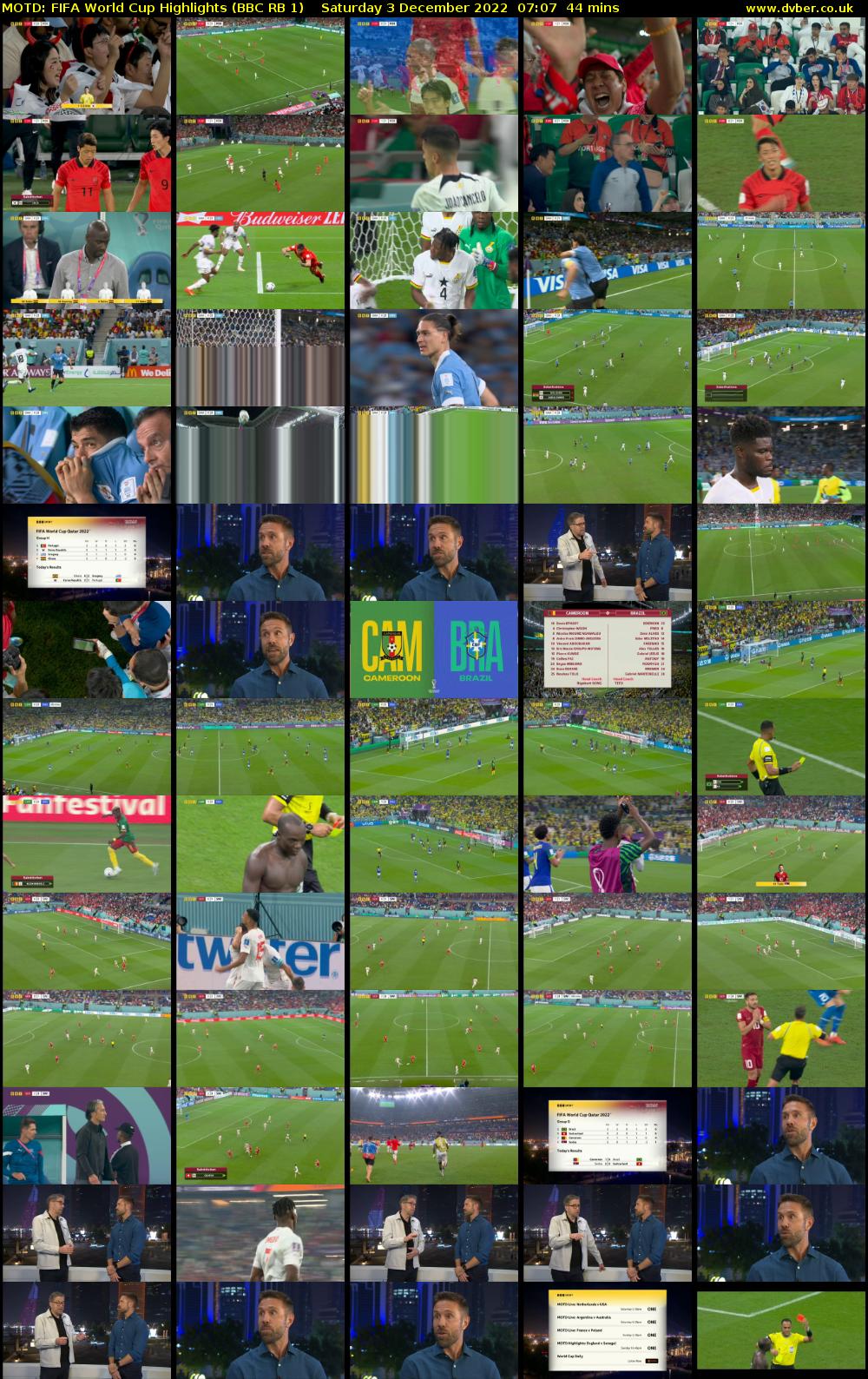 MOTD: Fifa World Cup Highlights (BBC RB 1) Saturday 3 December 2022 07:07 - 07:51