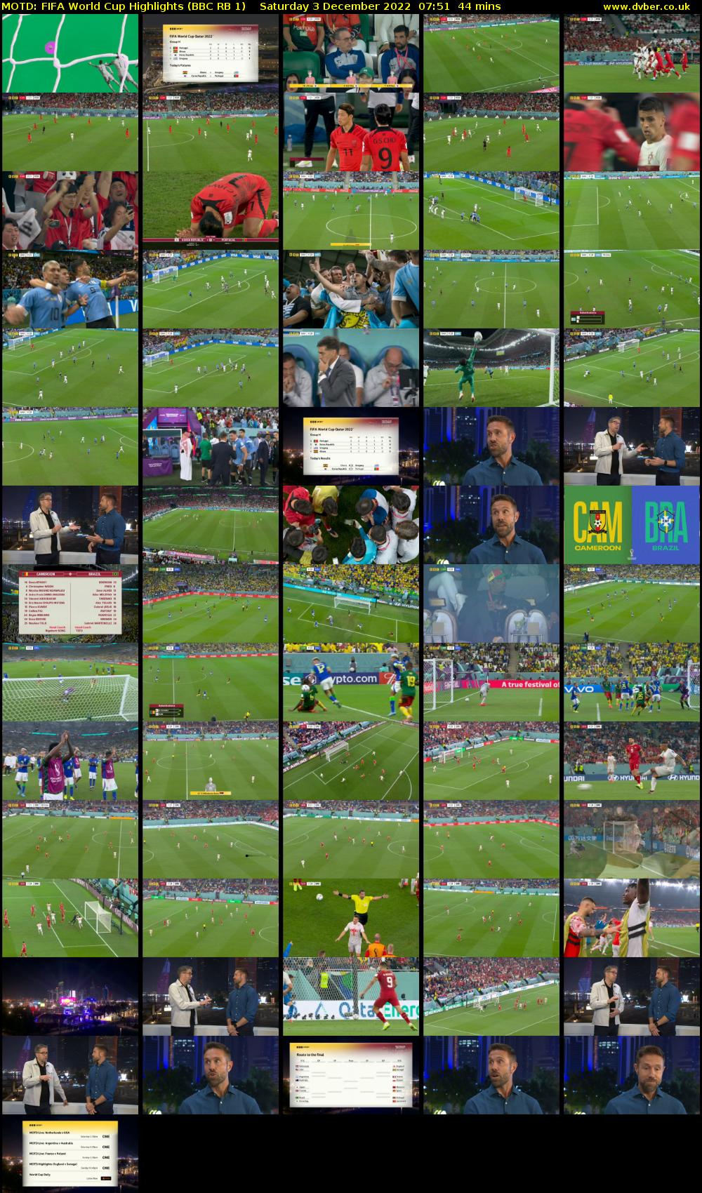 MOTD: Fifa World Cup Highlights (BBC RB 1) Saturday 3 December 2022 07:51 - 08:35