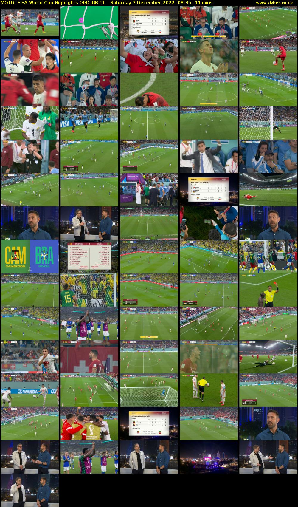 MOTD: Fifa World Cup Highlights (BBC RB 1) Saturday 3 December 2022 08:35 - 09:19