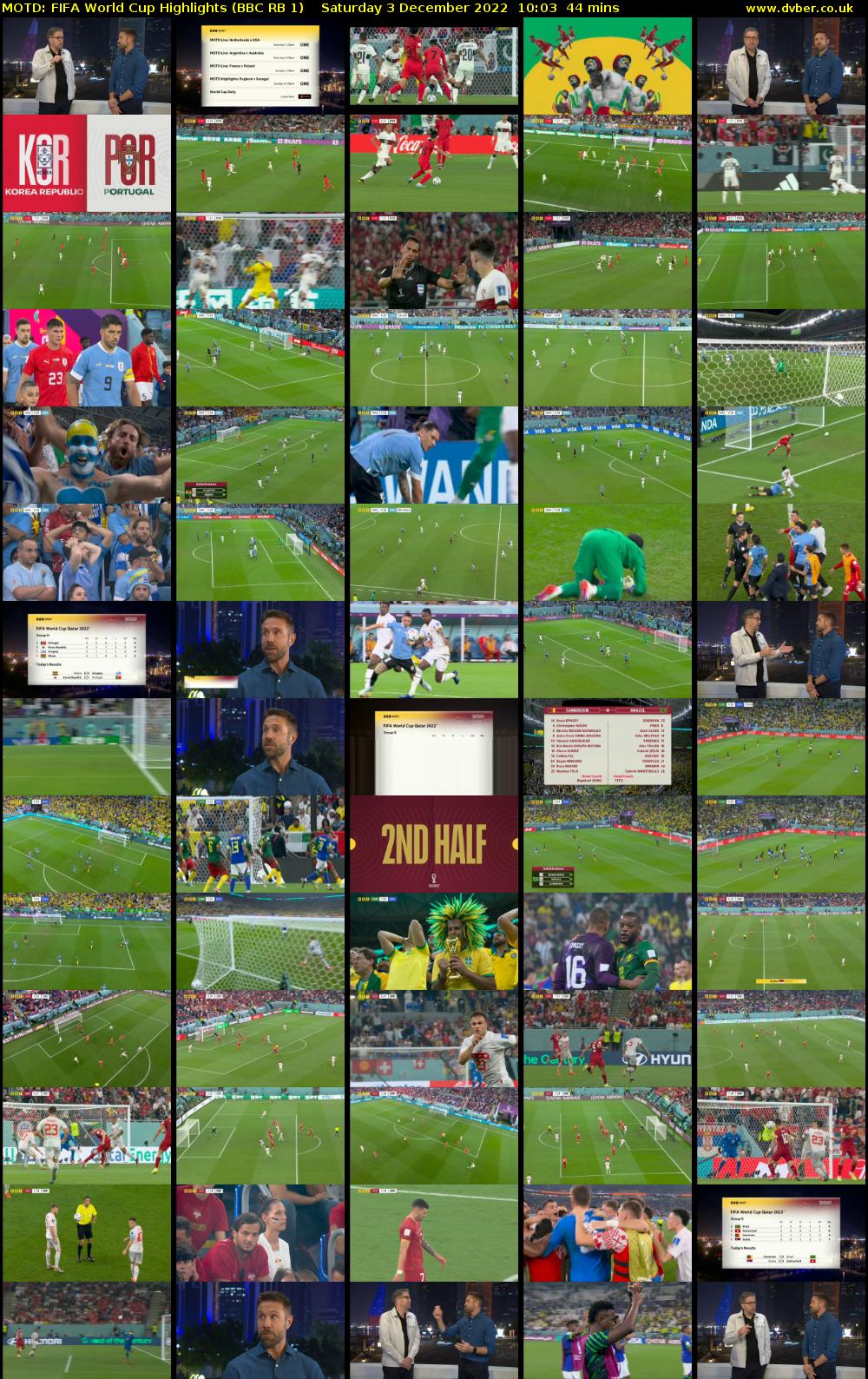 MOTD: Fifa World Cup Highlights (BBC RB 1) Saturday 3 December 2022 10:03 - 10:47