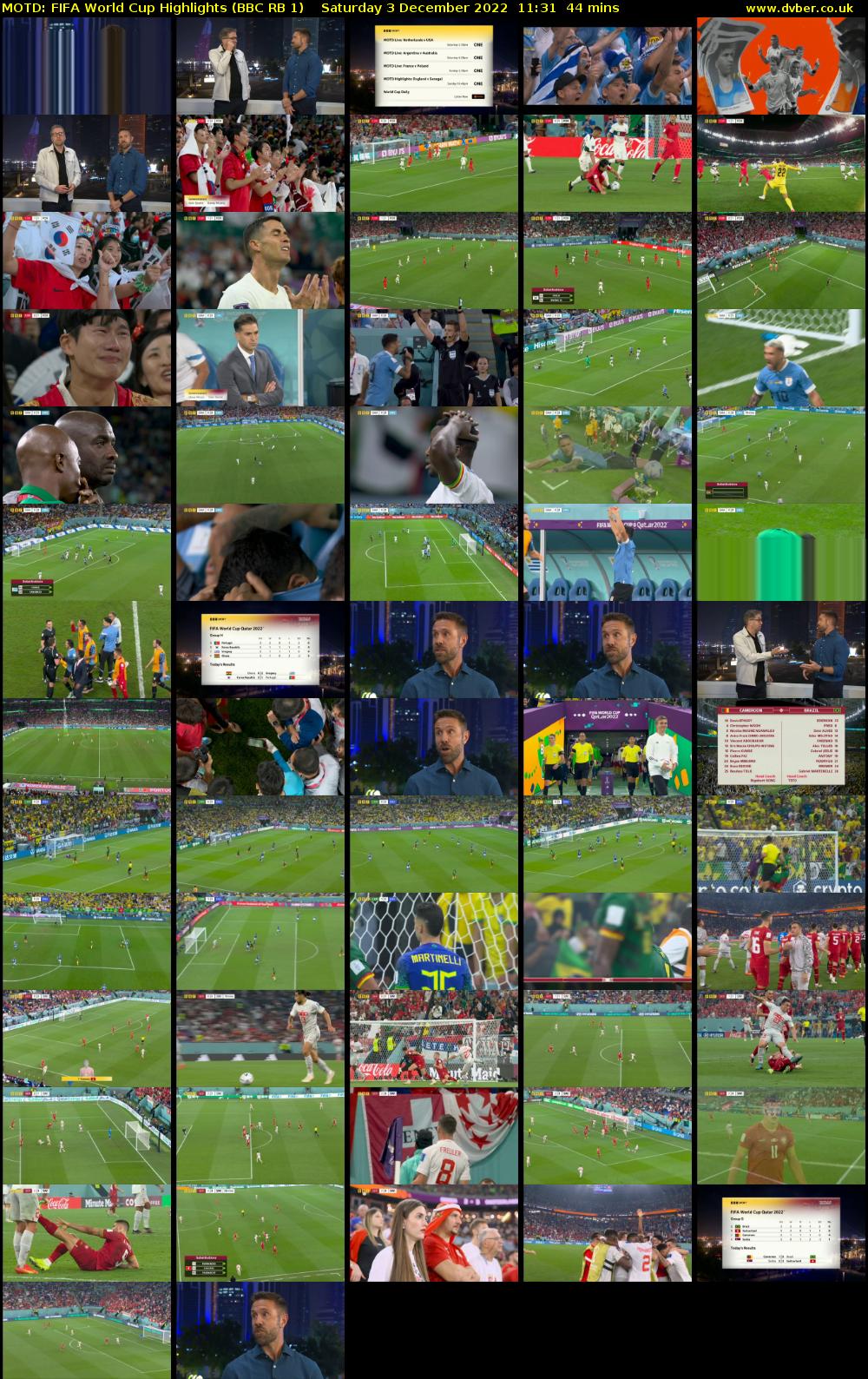 MOTD: Fifa World Cup Highlights (BBC RB 1) Saturday 3 December 2022 11:31 - 12:15
