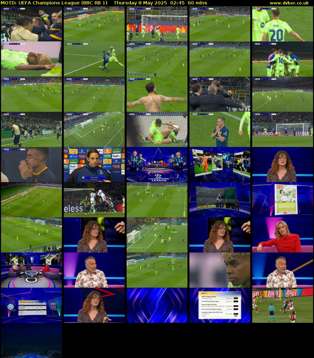 MOTD: UEFA Champions League (BBC RB 1) Thursday 8 May 2025 02:45 - 03:45
