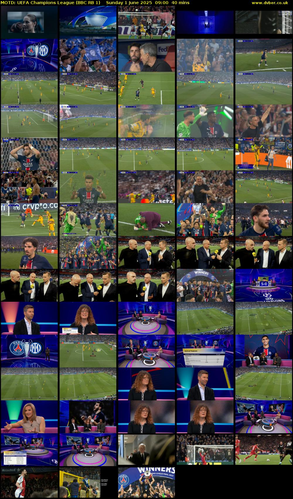 MOTD: UEFA Champions League (BBC RB 1) Sunday 1 June 2025 09:00 - 09:40