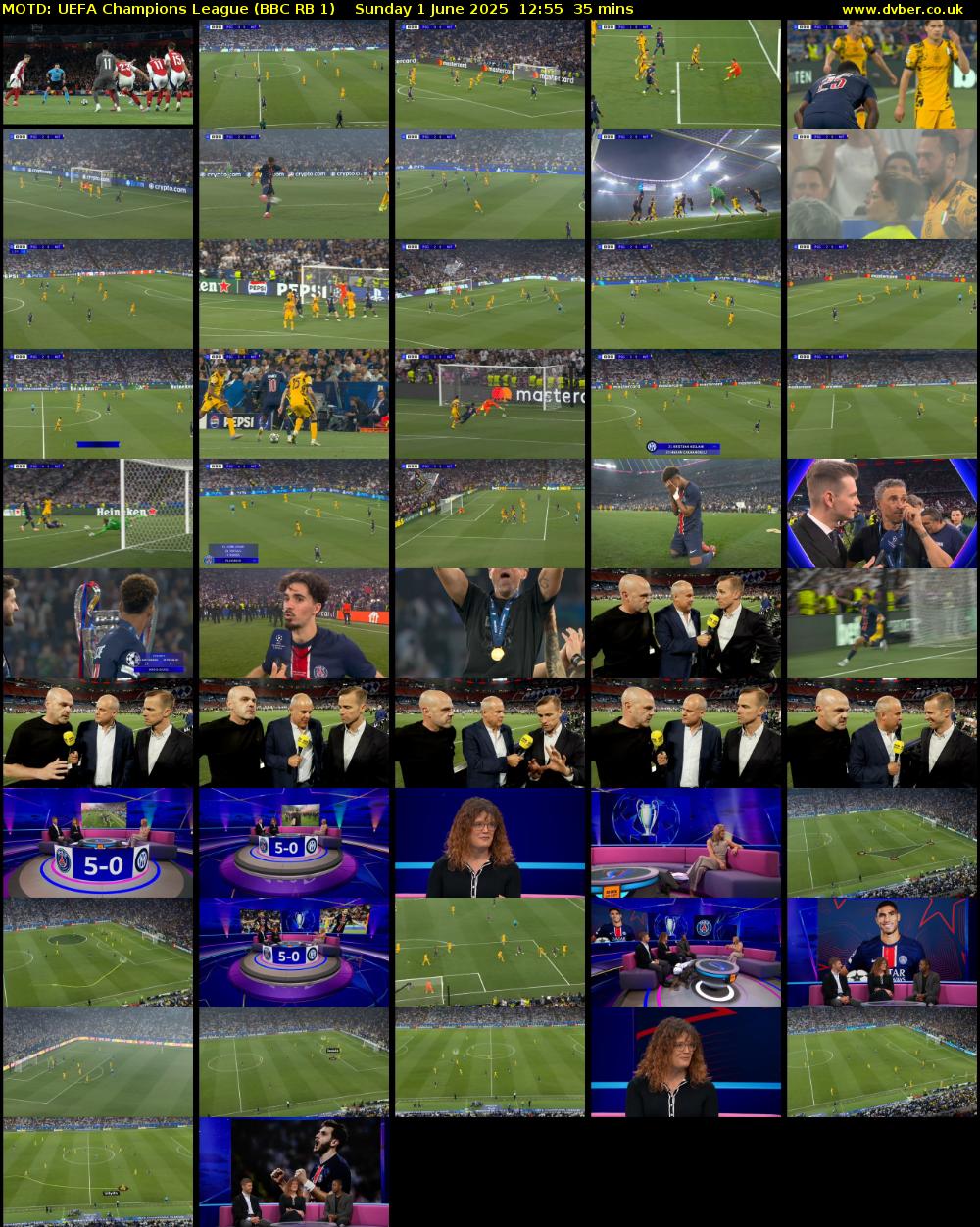 MOTD: UEFA Champions League (BBC RB 1) Sunday 1 June 2025 12:55 - 13:30