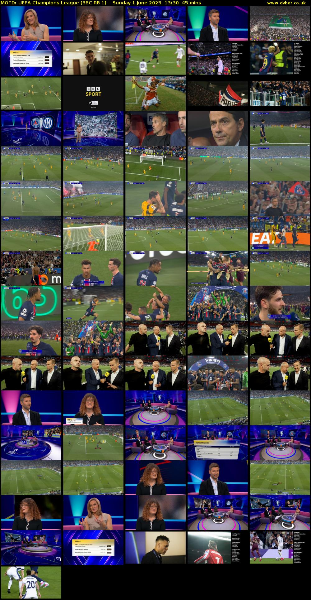 MOTD: UEFA Champions League (BBC RB 1) Sunday 1 June 2025 13:30 - 14:15
