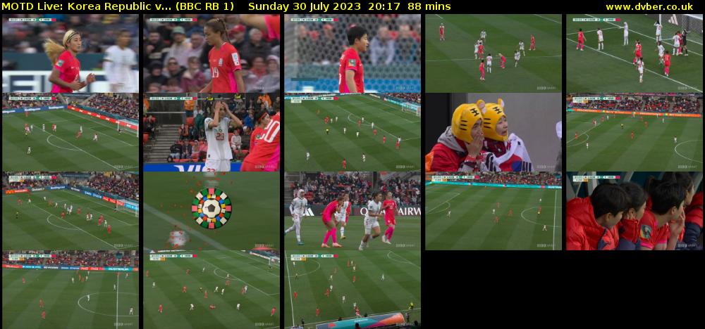 MOTD Live: Korea Republic v... (BBC RB 1) Sunday 30 July 2023 20:17 - 21:45