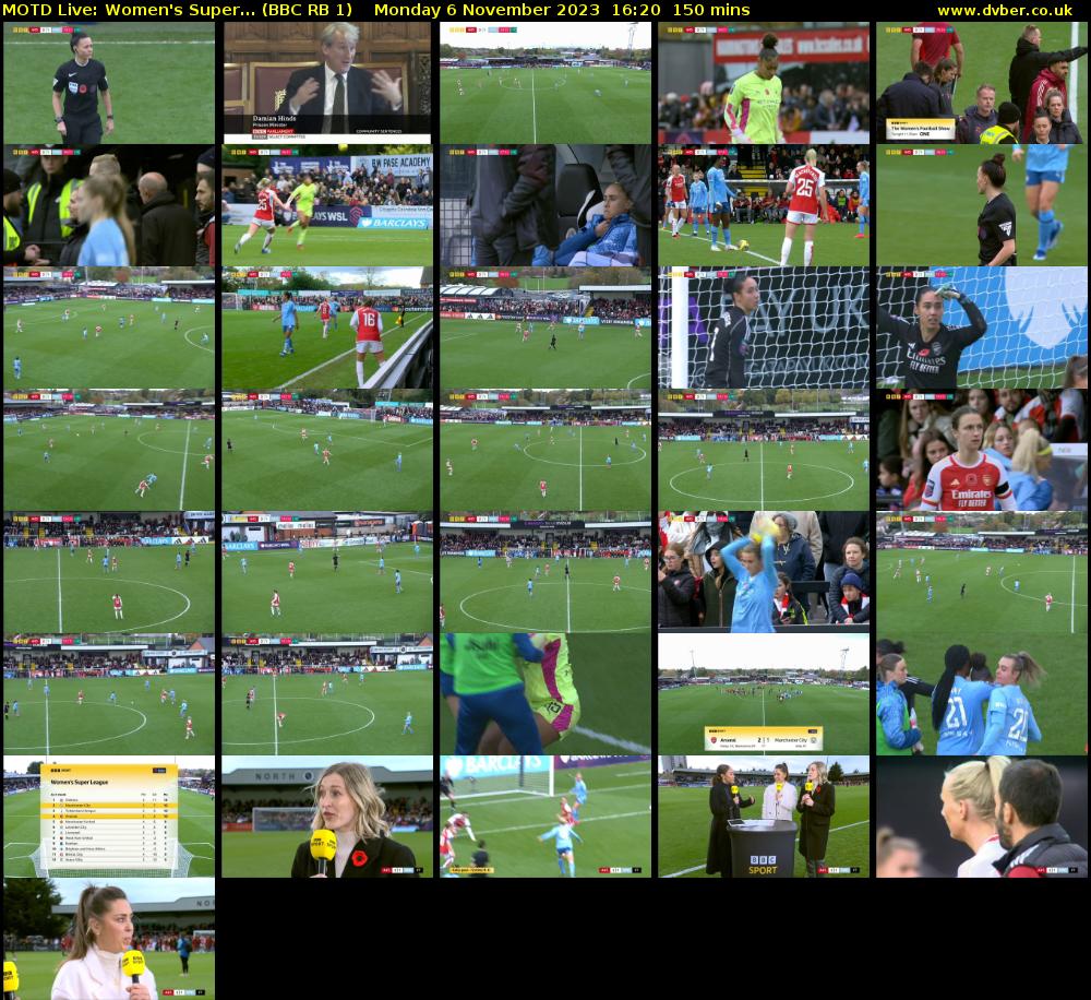 MOTD Live: Women's Super... (BBC RB 1) Monday 6 November 2023 16:20 - 18:50