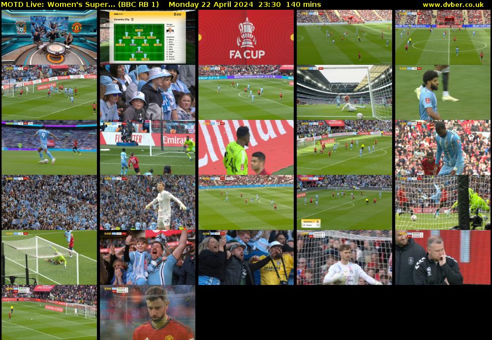 MOTD Live: Women's Super... (BBC RB 1) Monday 22 April 2024 23:30 - 01:50