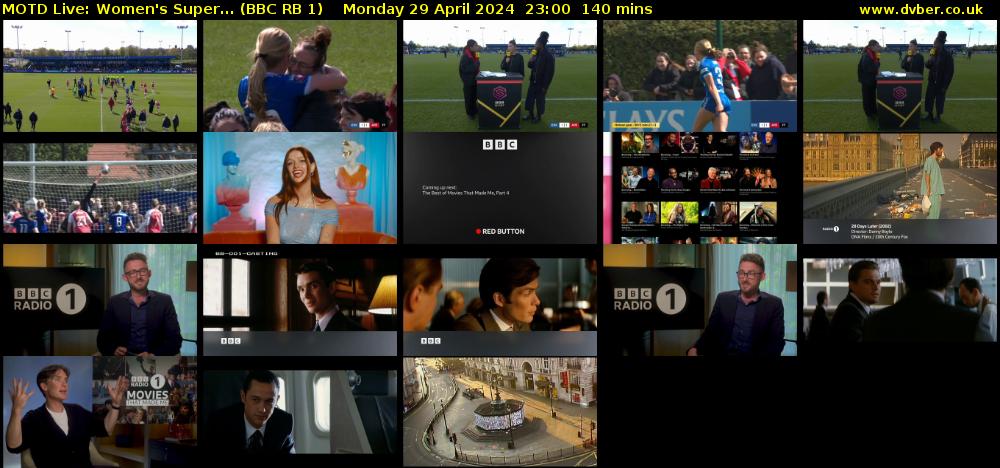 MOTD Live: Women's Super... (BBC RB 1) Monday 29 April 2024 23:00 - 01:20