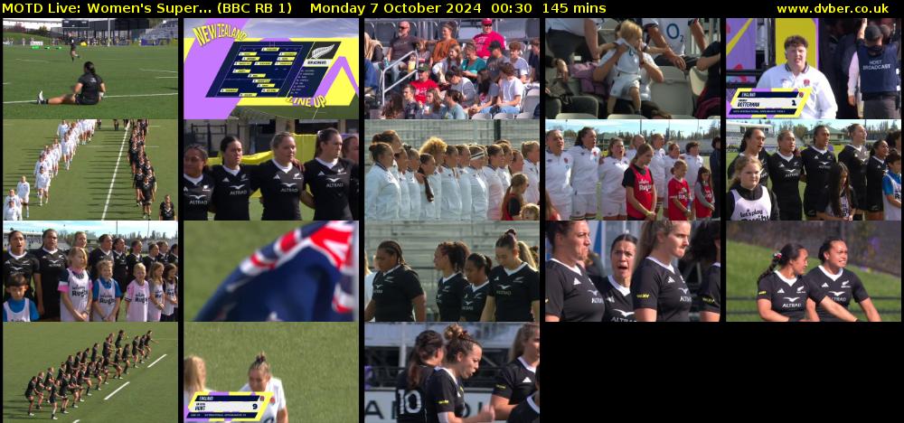 MOTD Live: Women's Super... (BBC RB 1) Monday 7 October 2024 00:30 - 02:55