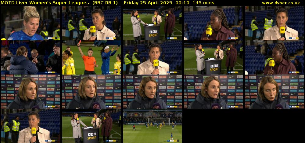 MOTD Live: Women's Super League... (BBC RB 1) Friday 25 April 2025 00:10 - 02:35