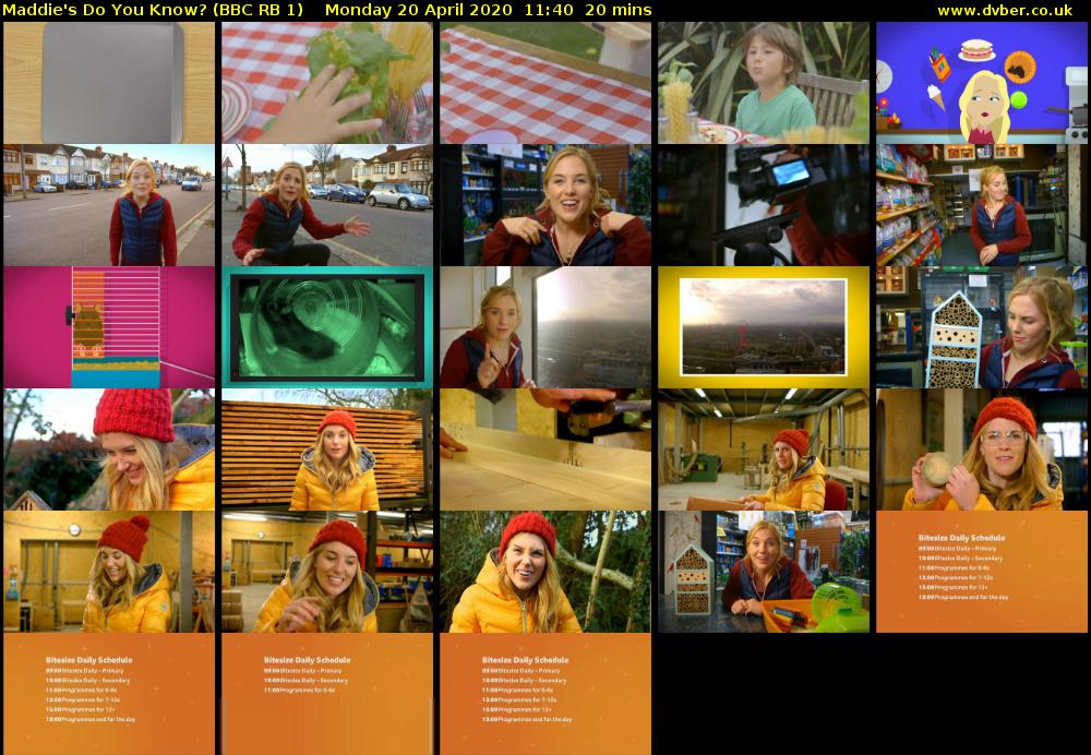 Maddie's Do You Know? (BBC RB 1) Monday 20 April 2020 11:40 - 12:00