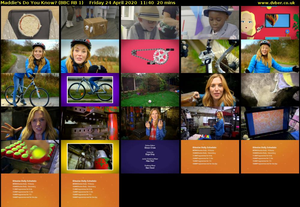 Maddie's Do You Know? (BBC RB 1) Friday 24 April 2020 11:40 - 12:00