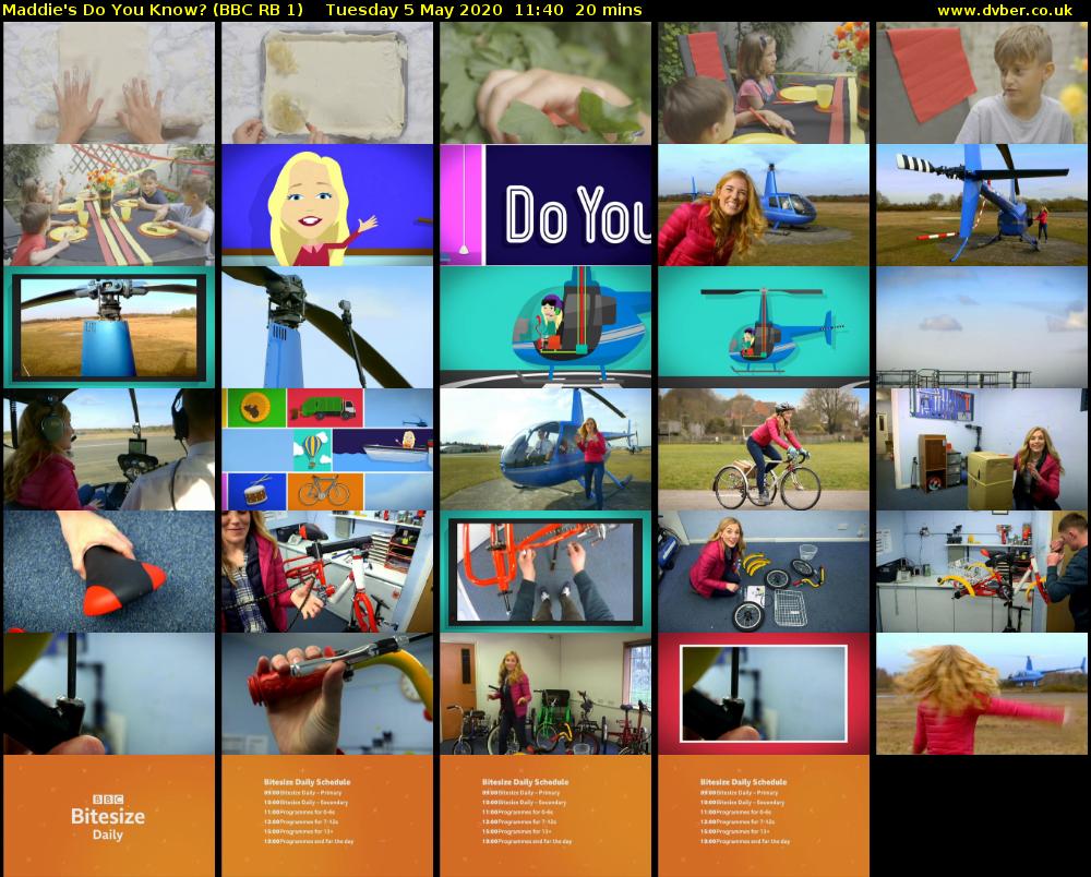 Maddie's Do You Know? (BBC RB 1) Tuesday 5 May 2020 11:40 - 12:00