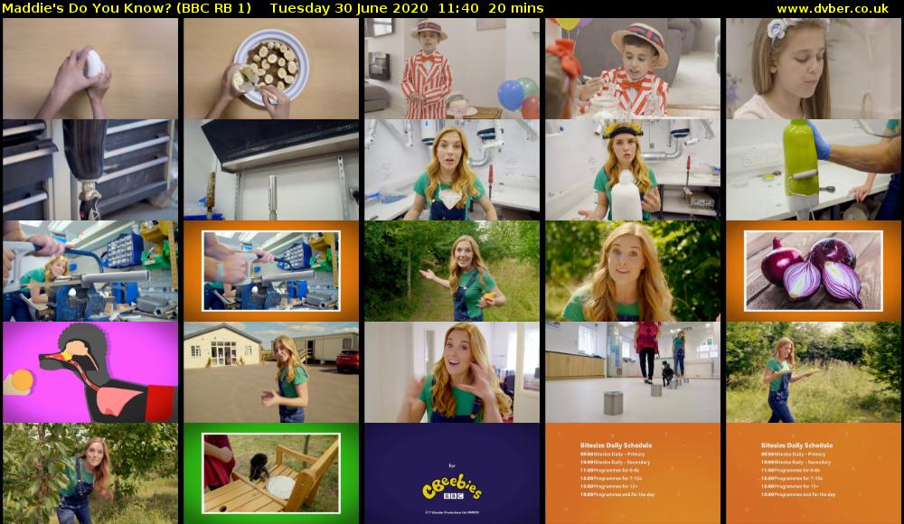 Maddie's Do You Know? (BBC RB 1) Tuesday 30 June 2020 11:40 - 12:00