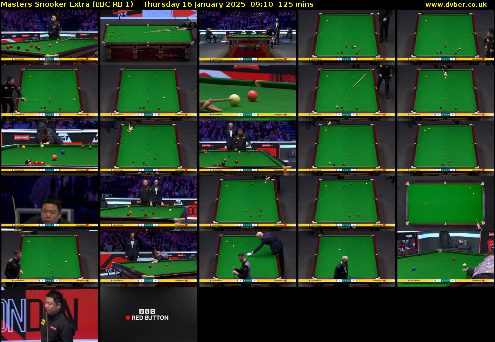 Masters Snooker Extra (BBC RB 1) Thursday 16 January 2025 09:10 - 11:15