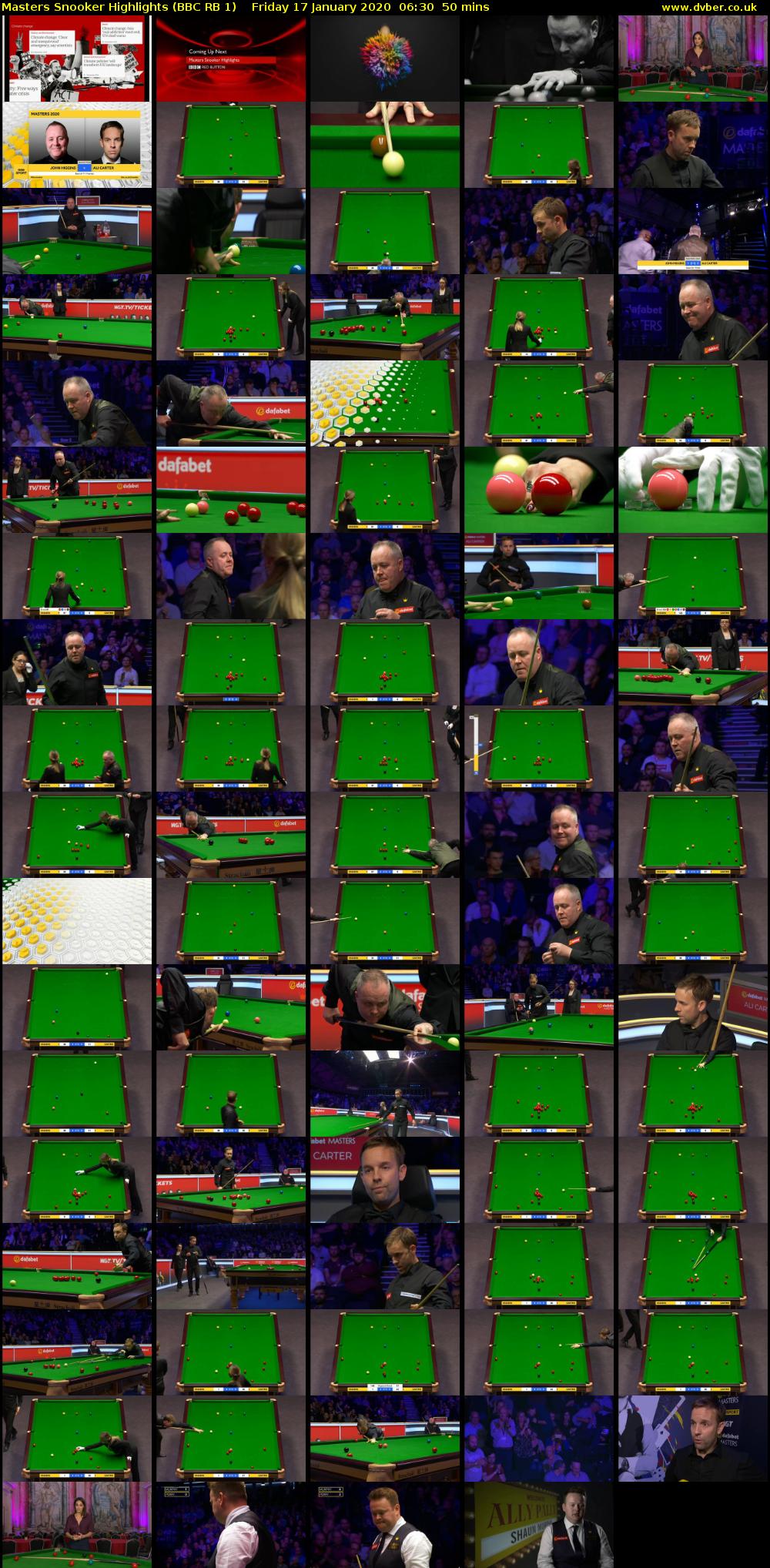 Masters Snooker Highlights (BBC RB 1) Friday 17 January 2020 06:30 - 07:20