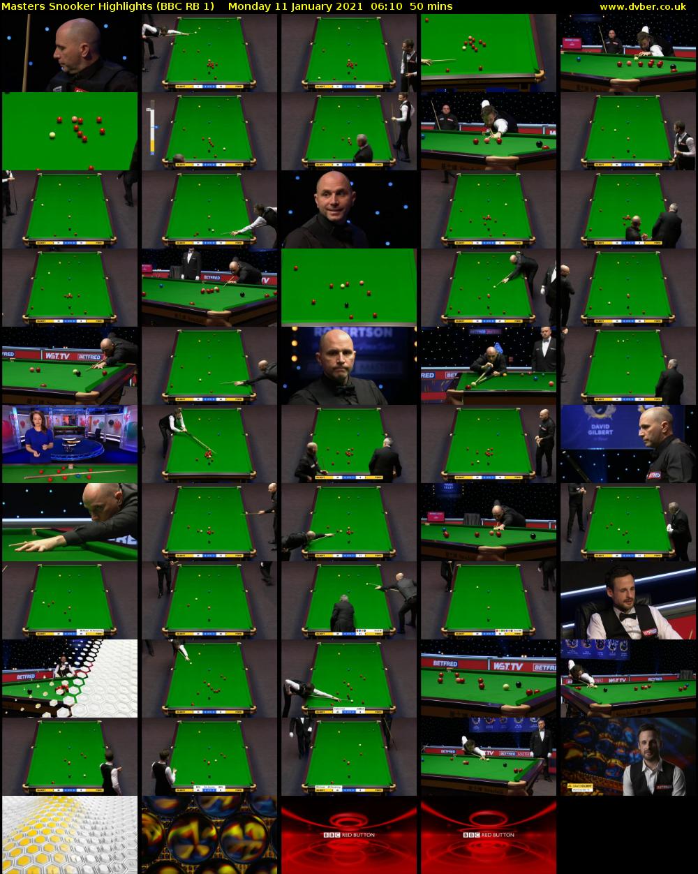 Masters Snooker Highlights (BBC RB 1) Monday 11 January 2021 06:10 - 07:00