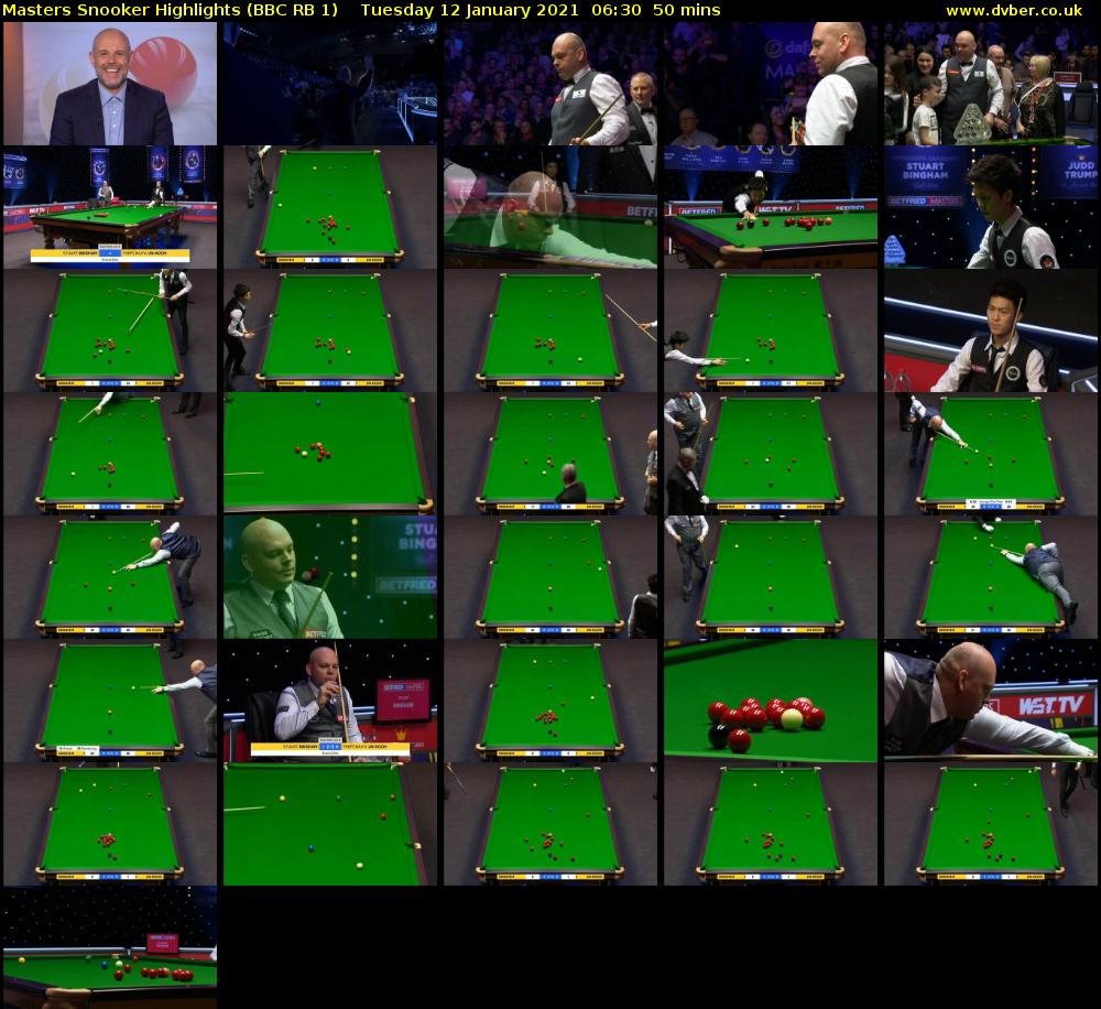 Masters Snooker Highlights (BBC RB 1) Tuesday 12 January 2021 06:30 - 07:20