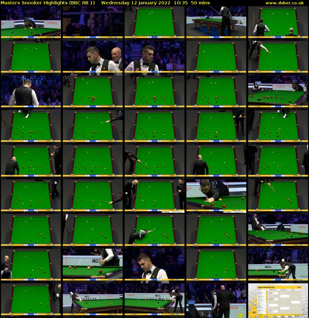 Masters Snooker Highlights (BBC RB 1) Wednesday 12 January 2022 10:35 - 11:25