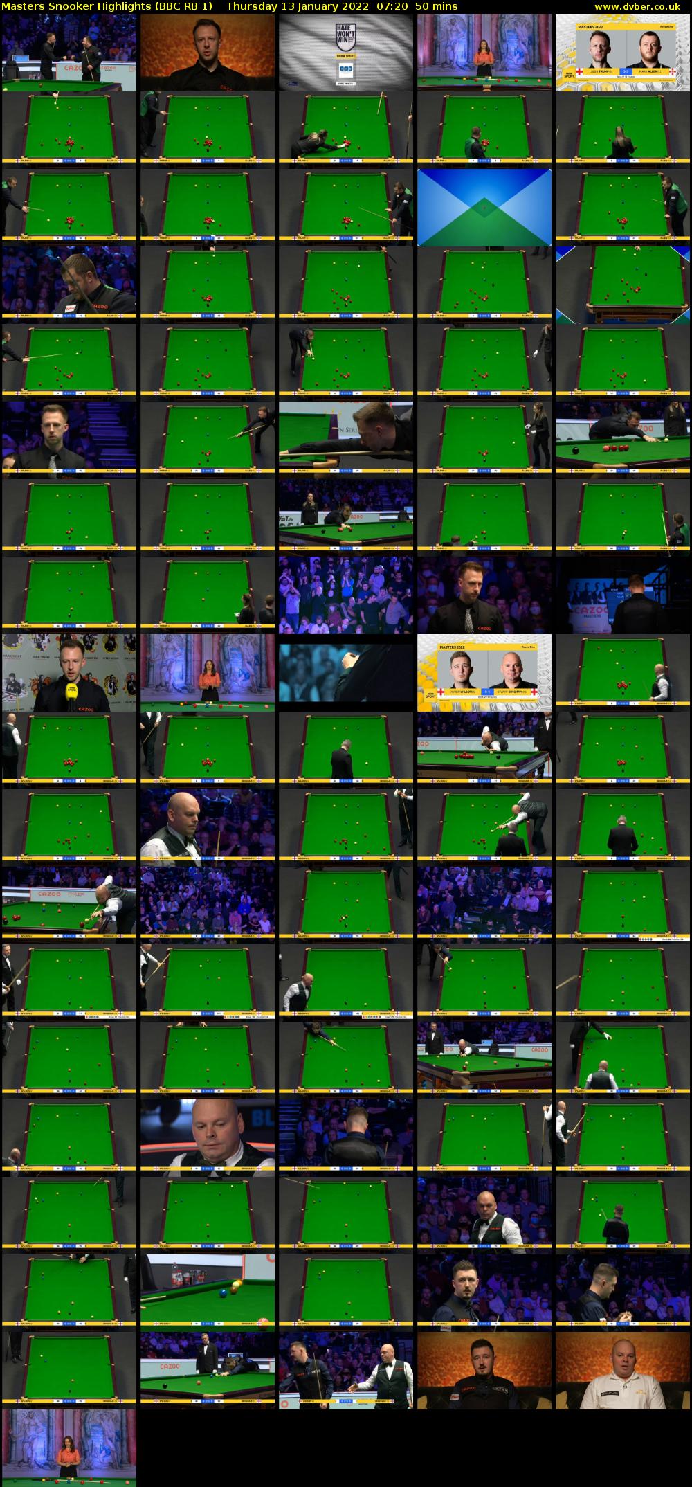 Masters Snooker Highlights (BBC RB 1) Thursday 13 January 2022 07:20 - 08:10