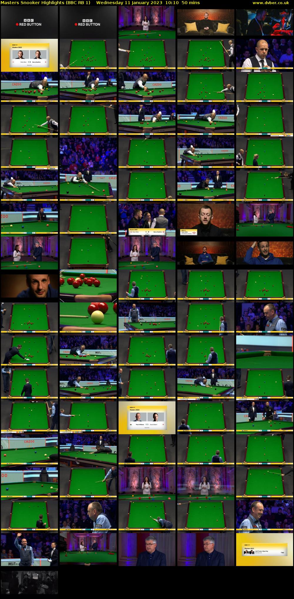 Masters Snooker Highlights (BBC RB 1) Wednesday 11 January 2023 10:10 - 11:00
