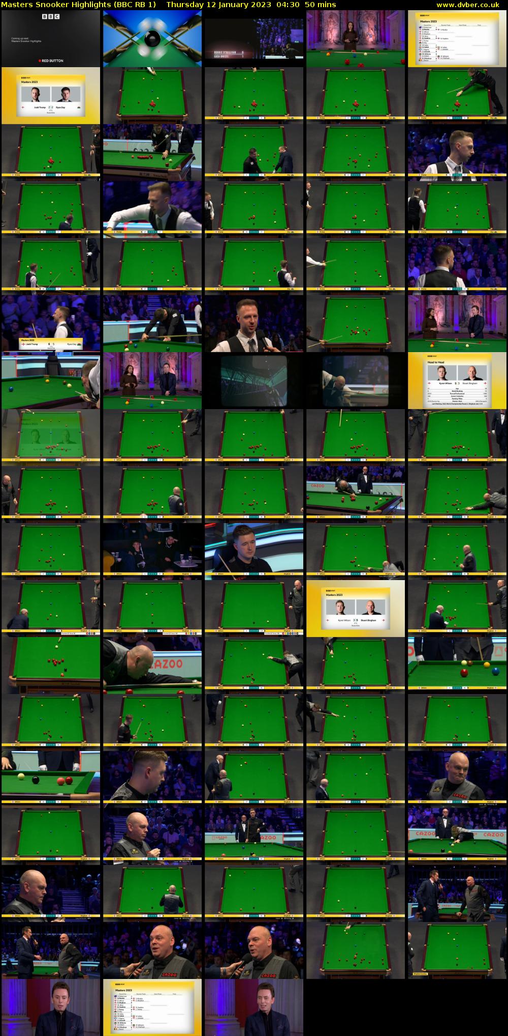 Masters Snooker Highlights (BBC RB 1) Thursday 12 January 2023 04:30 - 05:20