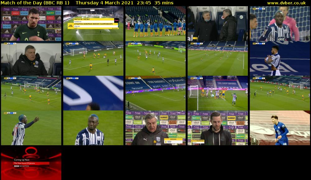 Match of the Day (BBC RB 1) Thursday 4 March 2021 23:45 - 00:20
