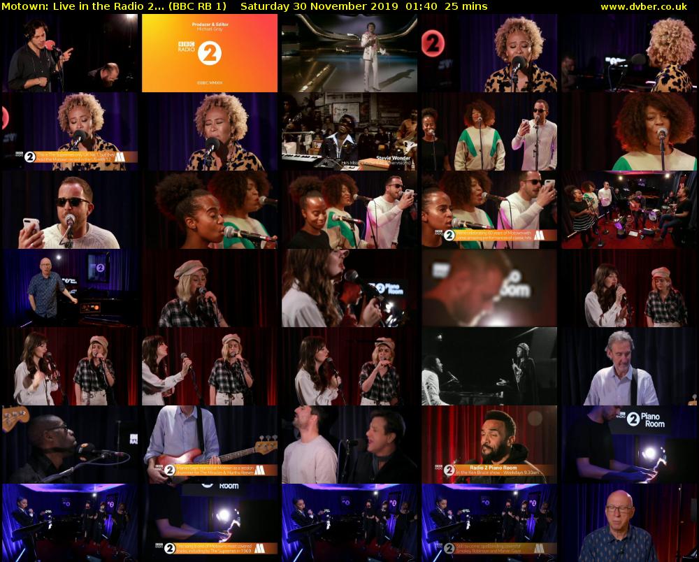 Motown: Live in the Radio 2... (BBC RB 1) Saturday 30 November 2019 01:40 - 02:05