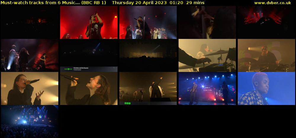 Must-watch tracks from 6 Music... (BBC RB 1) Thursday 20 April 2023 01:20 - 01:49
