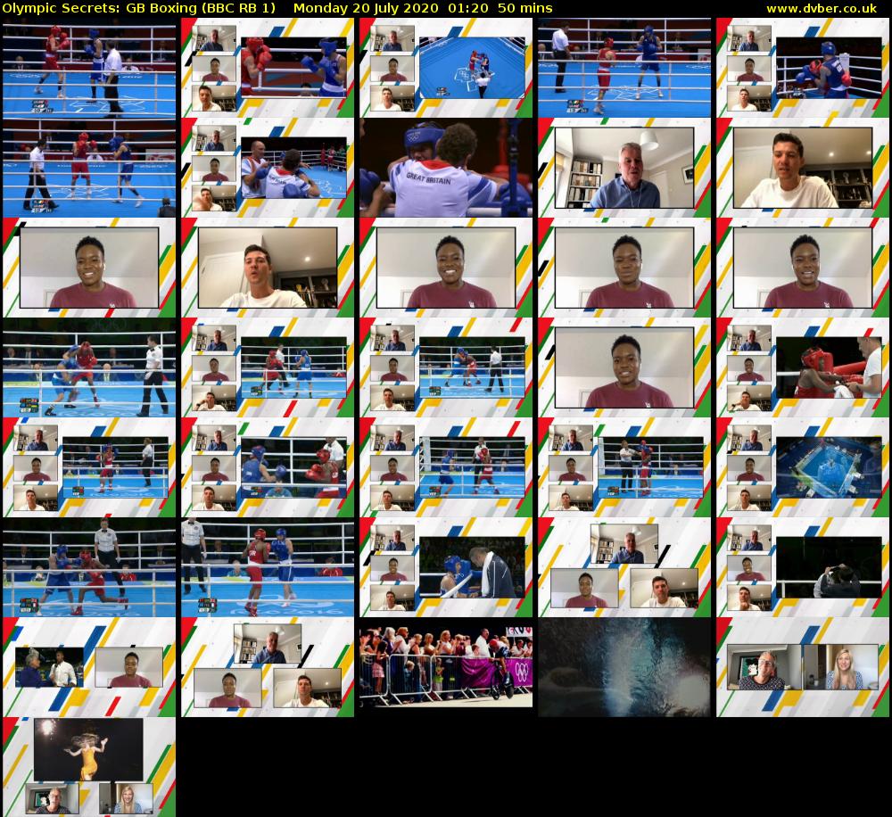Olympic Secrets: GB Boxing (BBC RB 1) Monday 20 July 2020 01:20 - 02:10