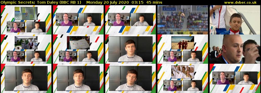 Olympic Secrets: Tom Daley (BBC RB 1) Monday 20 July 2020 03:15 - 04:00