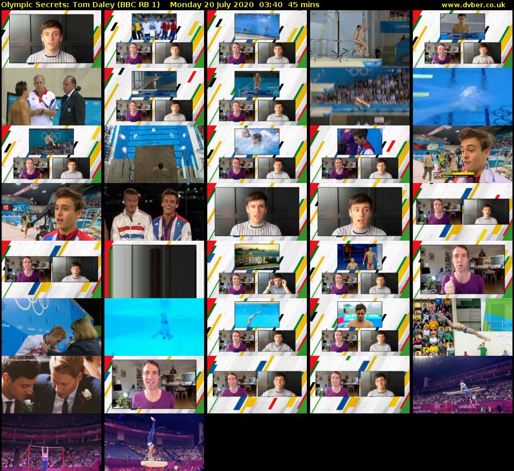 Olympic Secrets: Tom Daley (BBC RB 1) Monday 20 July 2020 03:40 - 04:25