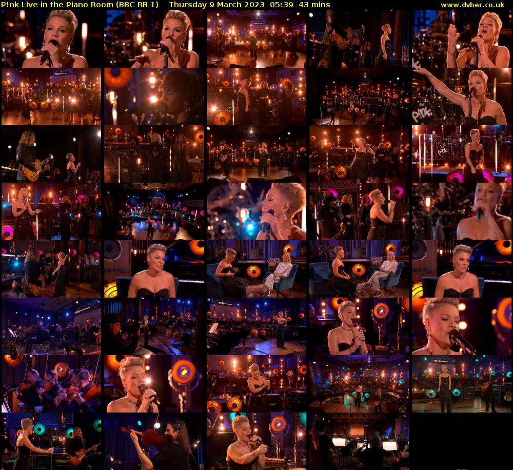 P!nk Live in the Piano Room (BBC RB 1) Thursday 9 March 2023 05:39 - 06:22