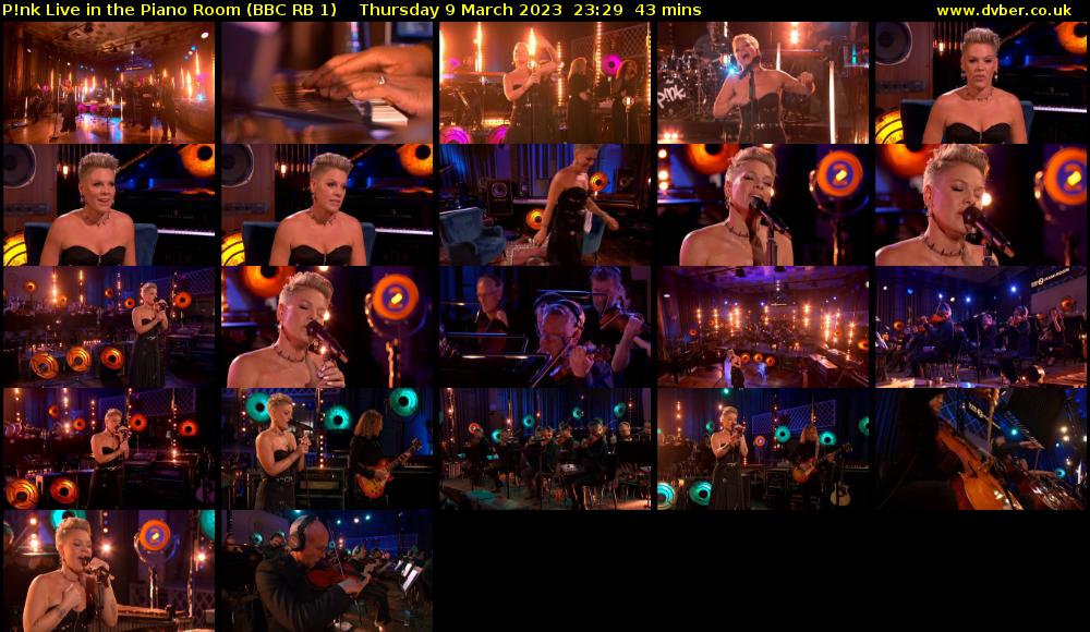 P!nk Live in the Piano Room (BBC RB 1) Thursday 9 March 2023 23:29 - 00:12