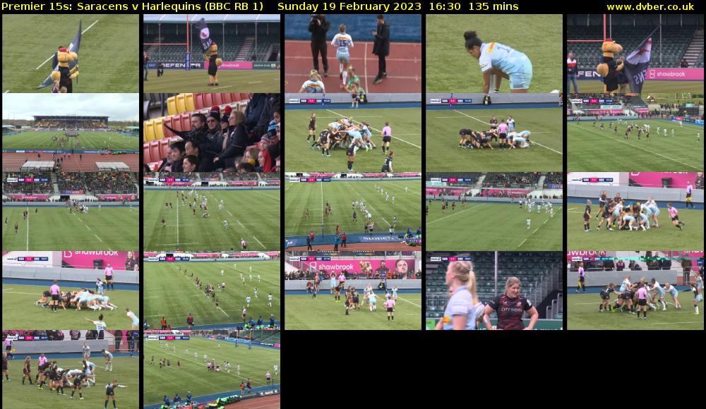 Premier 15s: Saracens v Harlequins (BBC RB 1) Sunday 19 February 2023 16:30 - 18:45