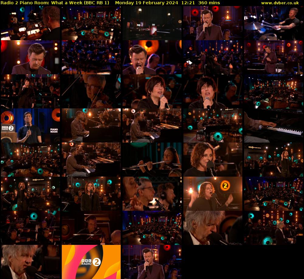 Radio 2 Piano Room: What a Week (BBC RB 1) Monday 19 February 2024 12:21 - 18:21