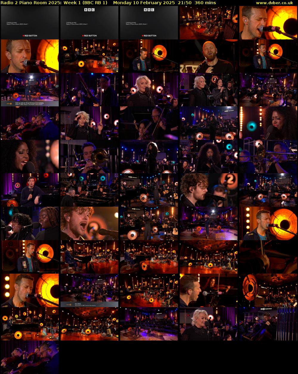 Radio 2 Piano Room 2025: Week 1 (BBC RB 1) Monday 10 February 2025 21:50 - 03:50