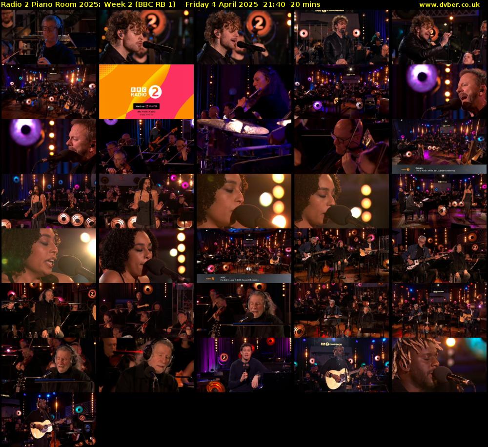 Radio 2 Piano Room 2025: Week 2 (BBC RB 1) Friday 4 April 2025 21:40 - 22:00