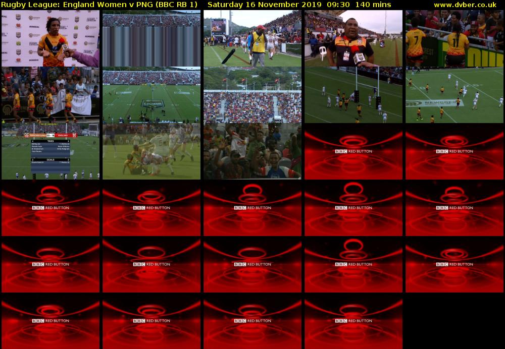 Rugby League: England Women v PNG (BBC RB 1) Saturday 16 November 2019 09:30 - 11:50