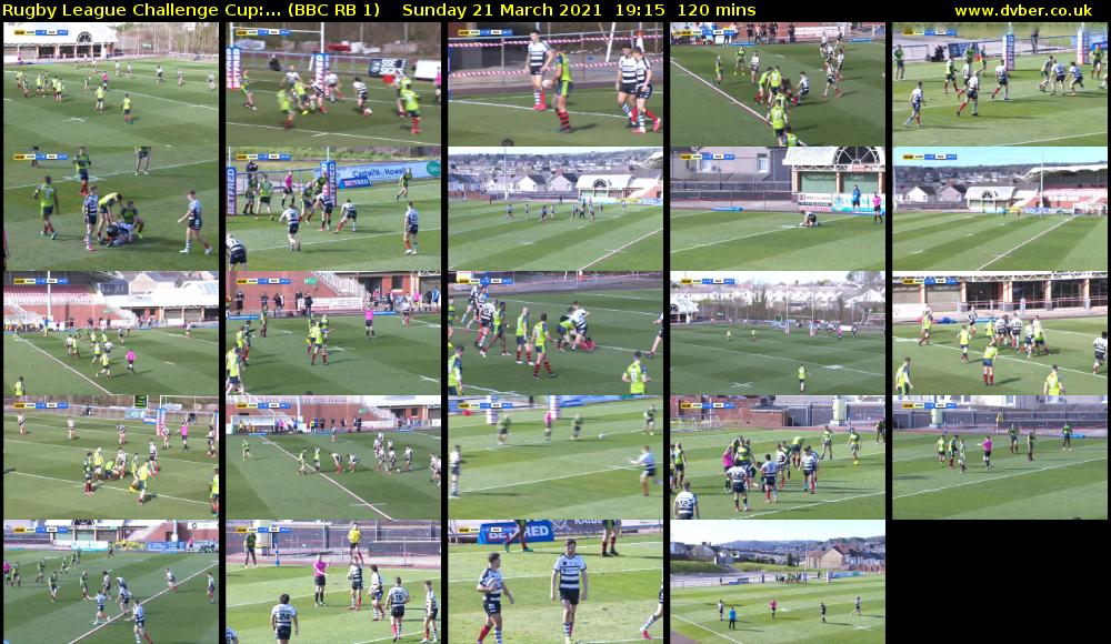 Rugby League Challenge Cup:... (BBC RB 1) Sunday 21 March 2021 19:15 - 21:15