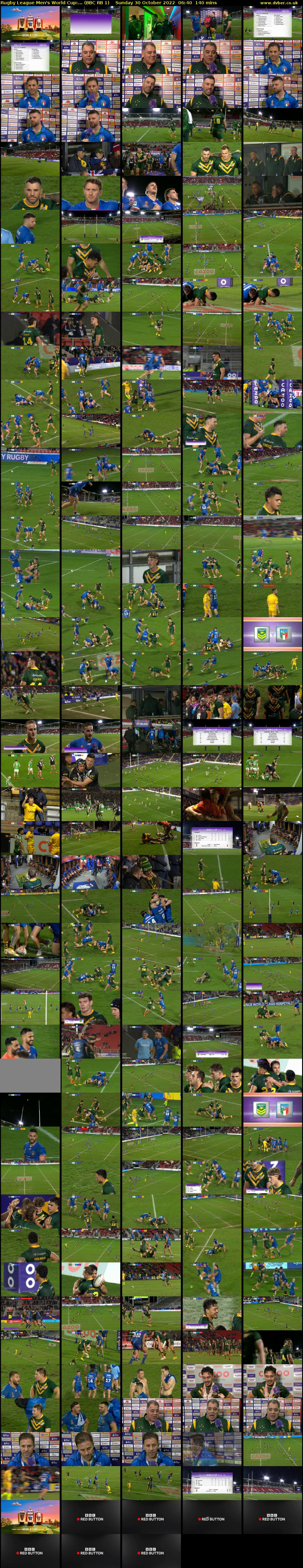 Rugby League Men's World Cup:... (BBC RB 1) Sunday 30 October 2022 06:40 - 09:00