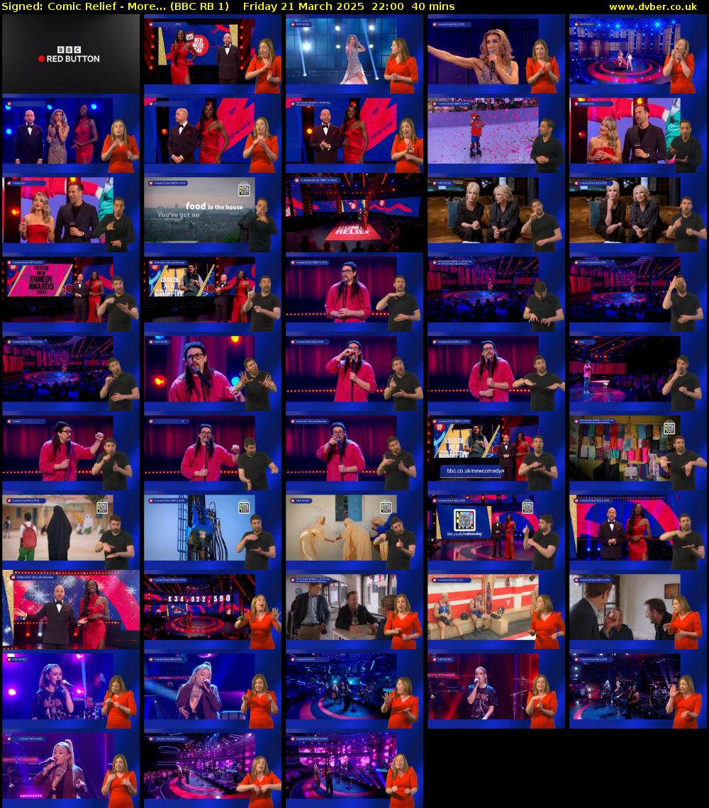 Signed: Comic Relief - More... (BBC RB 1) Friday 21 March 2025 22:00 - 22:40