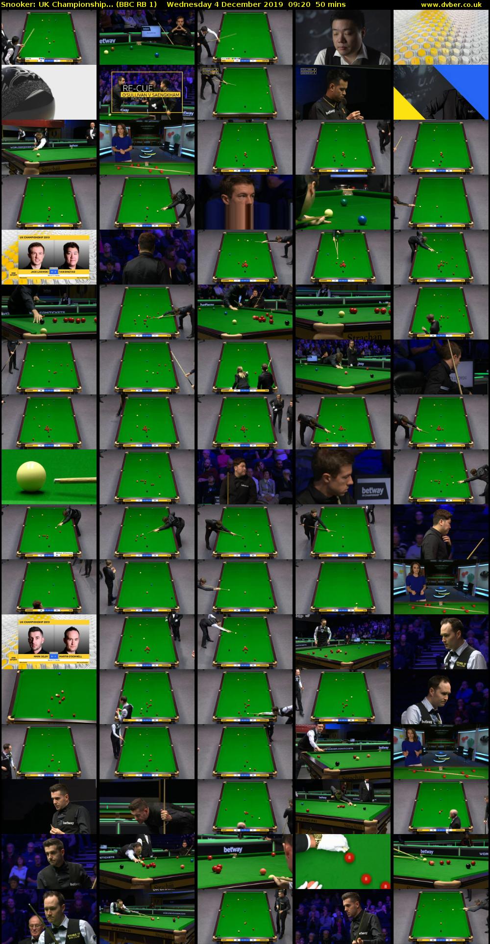 Snooker: UK Championship... (BBC RB 1) Wednesday 4 December 2019 09:20 - 10:10