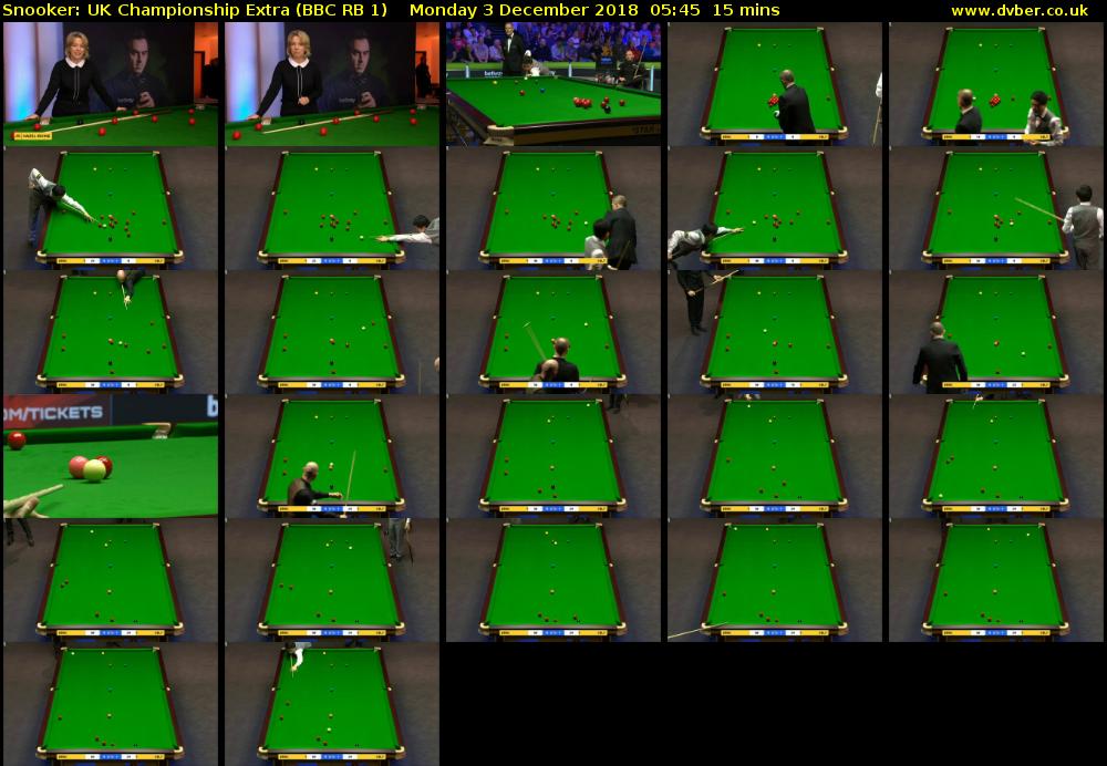 Snooker: UK Championship Extra (BBC RB 1) Monday 3 December 2018 05:45 - 06:00