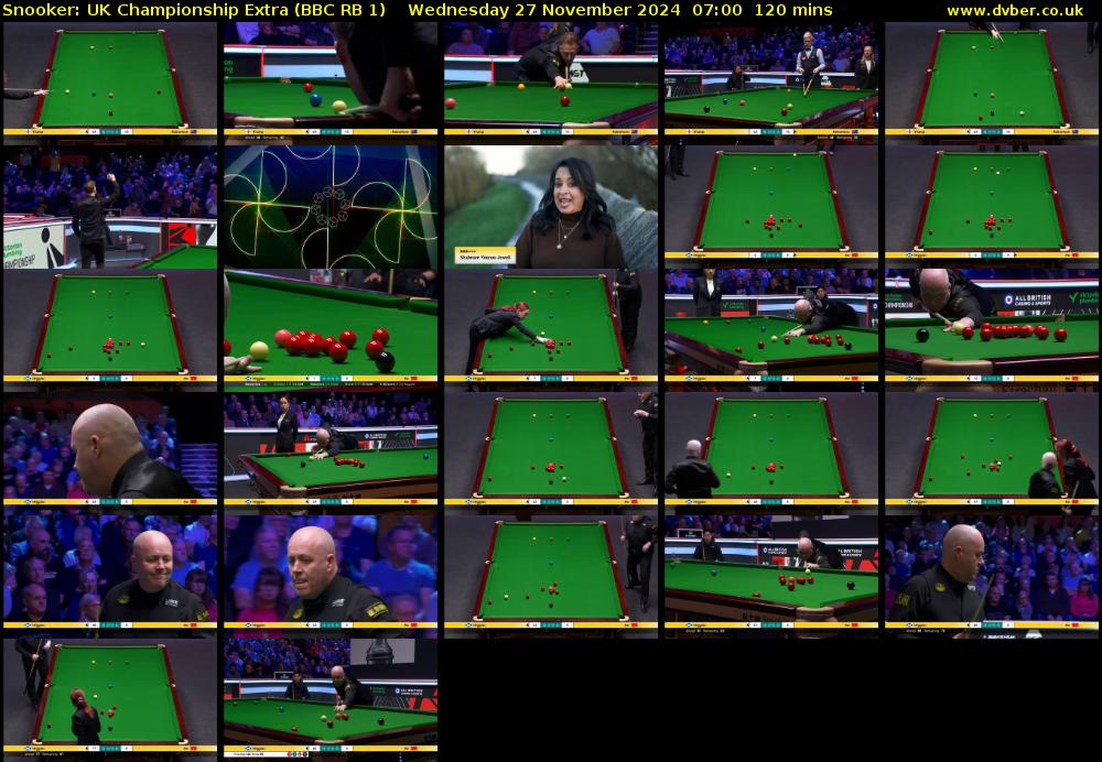 Snooker: UK Championship Extra (BBC RB 1) Wednesday 27 November 2024 07:00 - 09:00