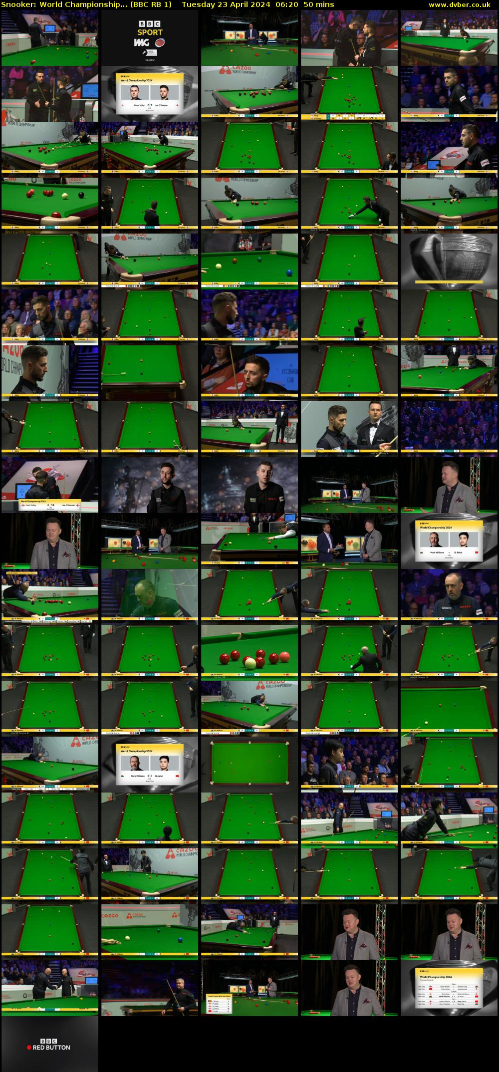 Snooker: World Championship... (BBC RB 1) Tuesday 23 April 2024 06:20 - 07:10