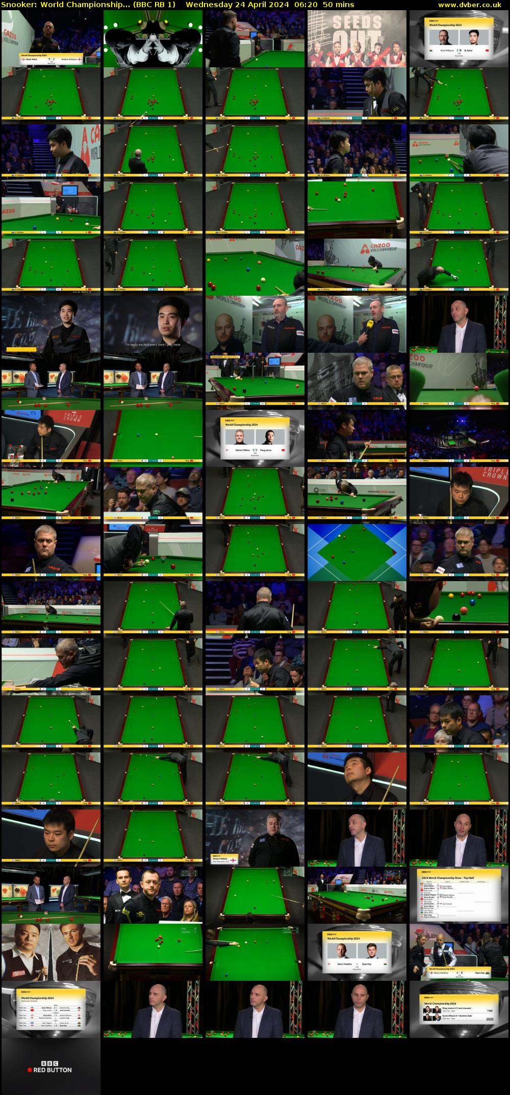 Snooker: World Championship... (BBC RB 1) Wednesday 24 April 2024 06:20 - 07:10